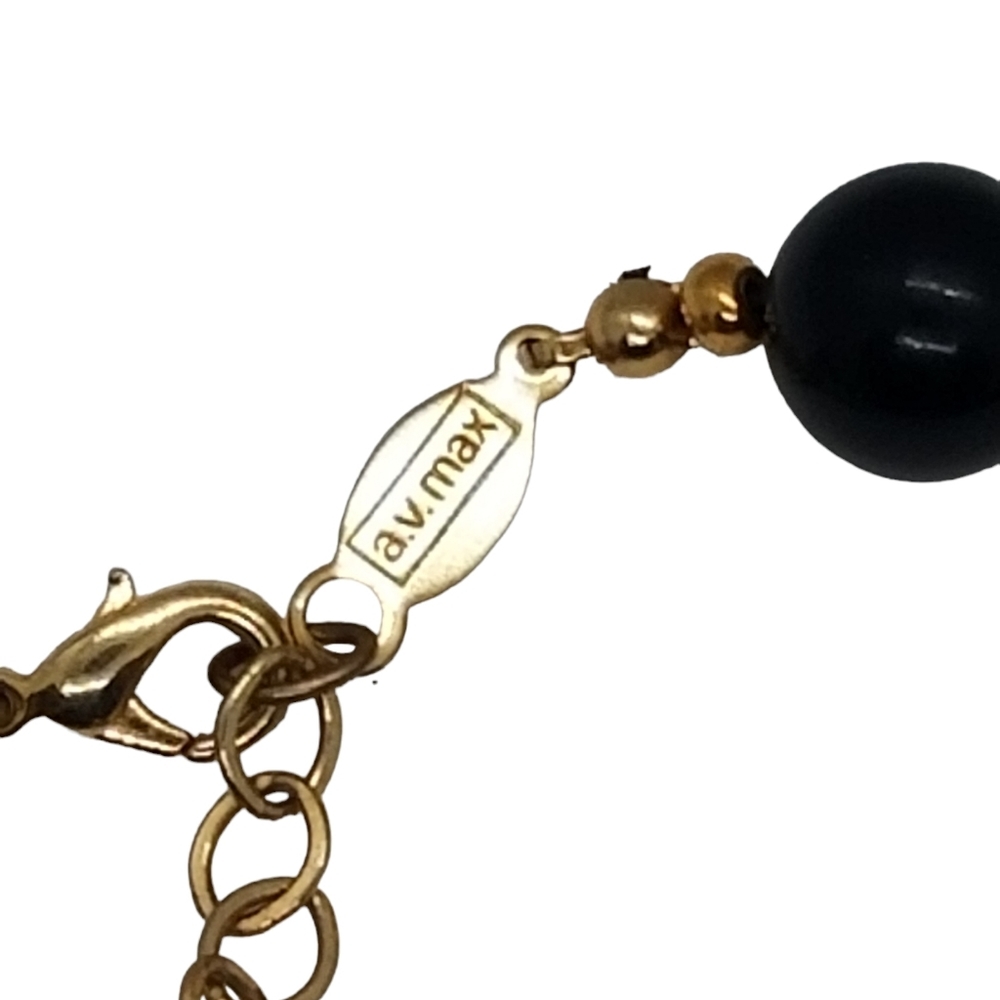 A.V. MAX BLACK & GOLD BEADED COLLAR LENGTH NECKLACE - Picture 5 of 6